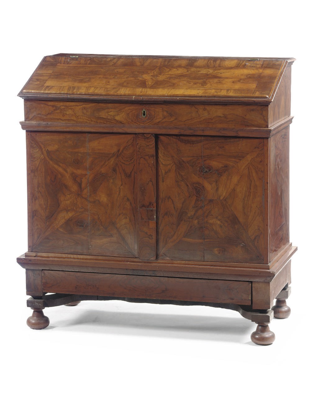 A DUTCH OLIVEWOOD AND ROSEWOOD BUREAU