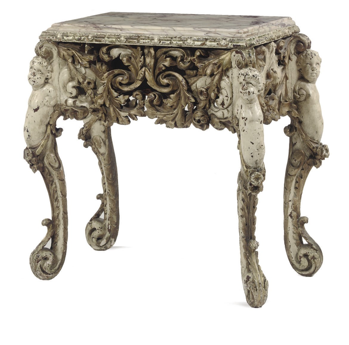 A DUTCH PARCEL-GILT AND WHITE PAINTED STAND