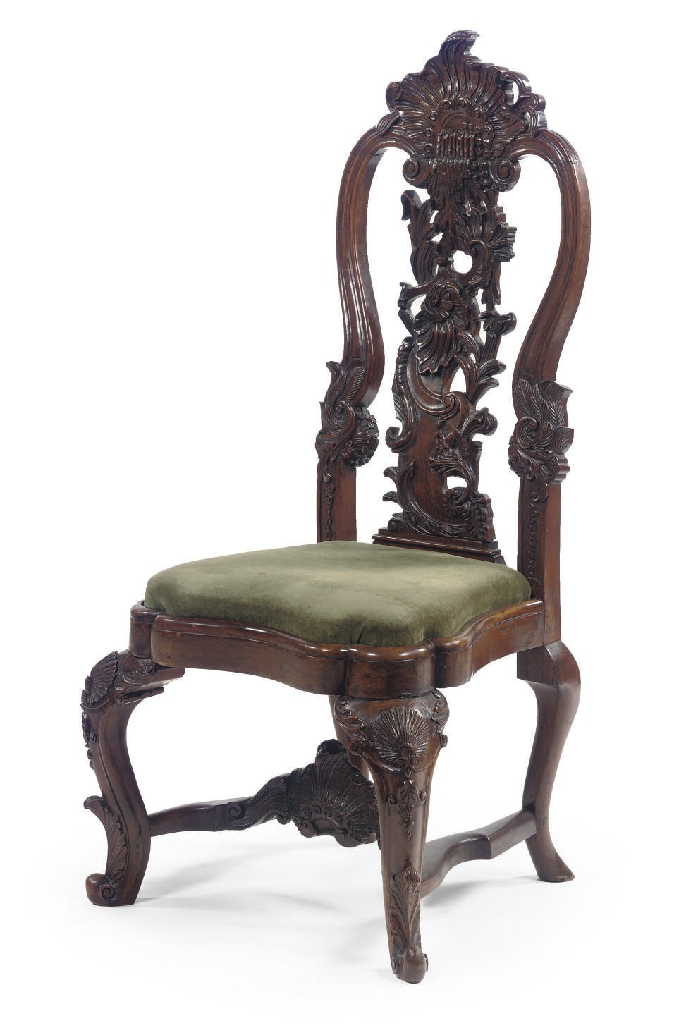 A DUTCH WALNUT SIDE CHAIR