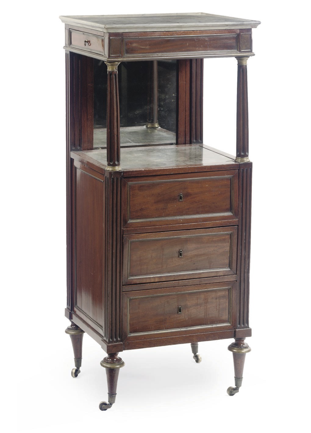 A LOUIS XVI BRASS-MOUNTED MAHOGANY TABLE A RASER