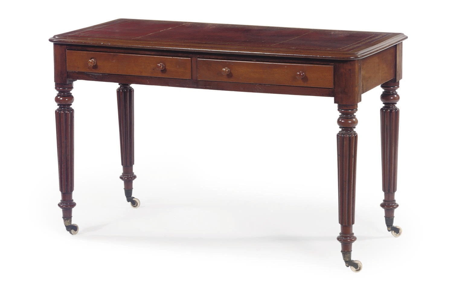 AN ENGLISH MAHOGANY WRITING TABLE