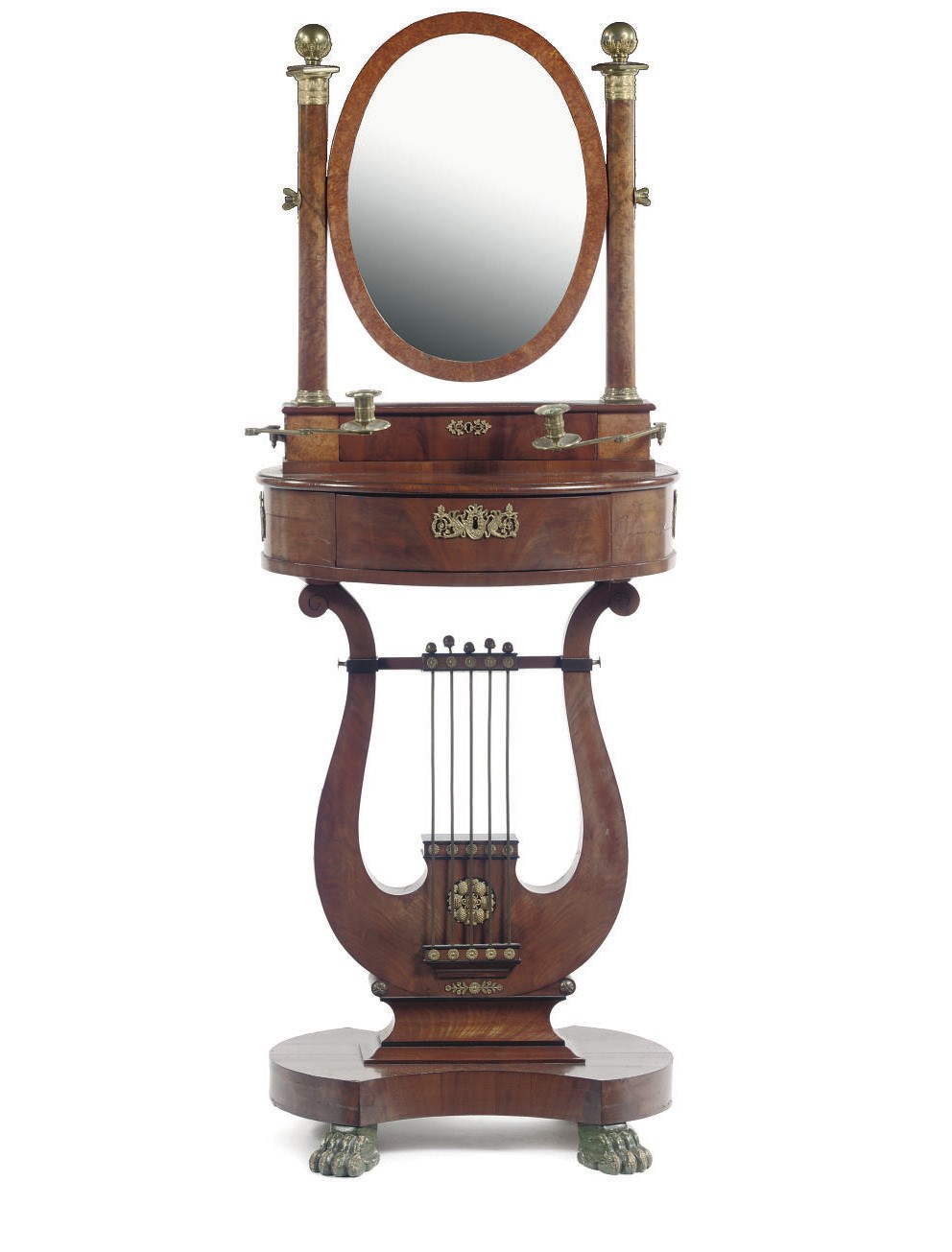 A DUTCH ORMOLU-MOUNTED MAHOGANY AND AMBOYNA TOILET TABLE