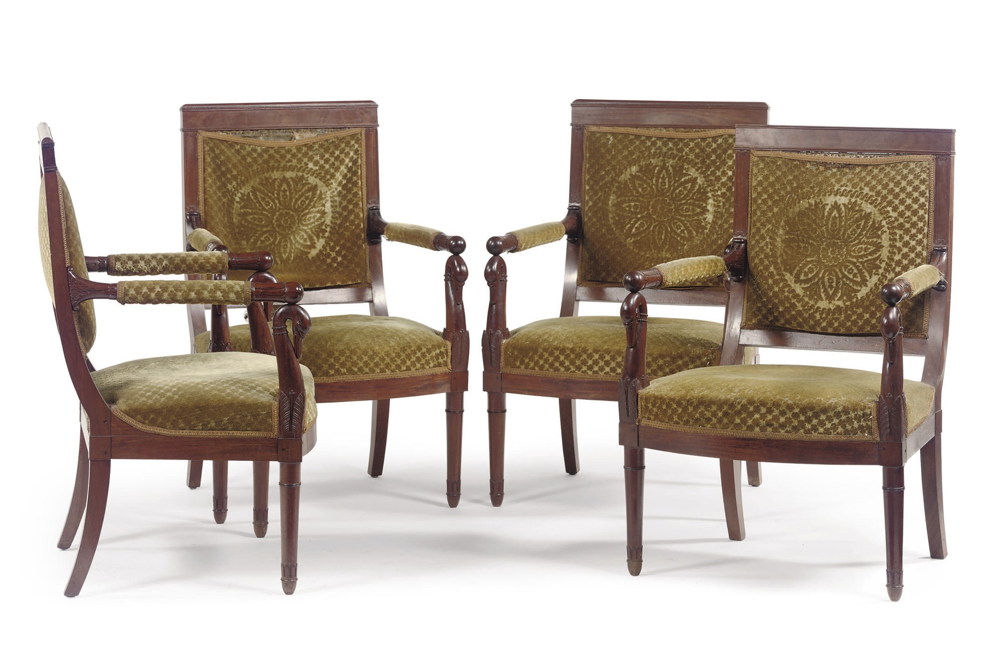 A SET OF FOUR DUTCH MAHOGANY FAUTEUILS