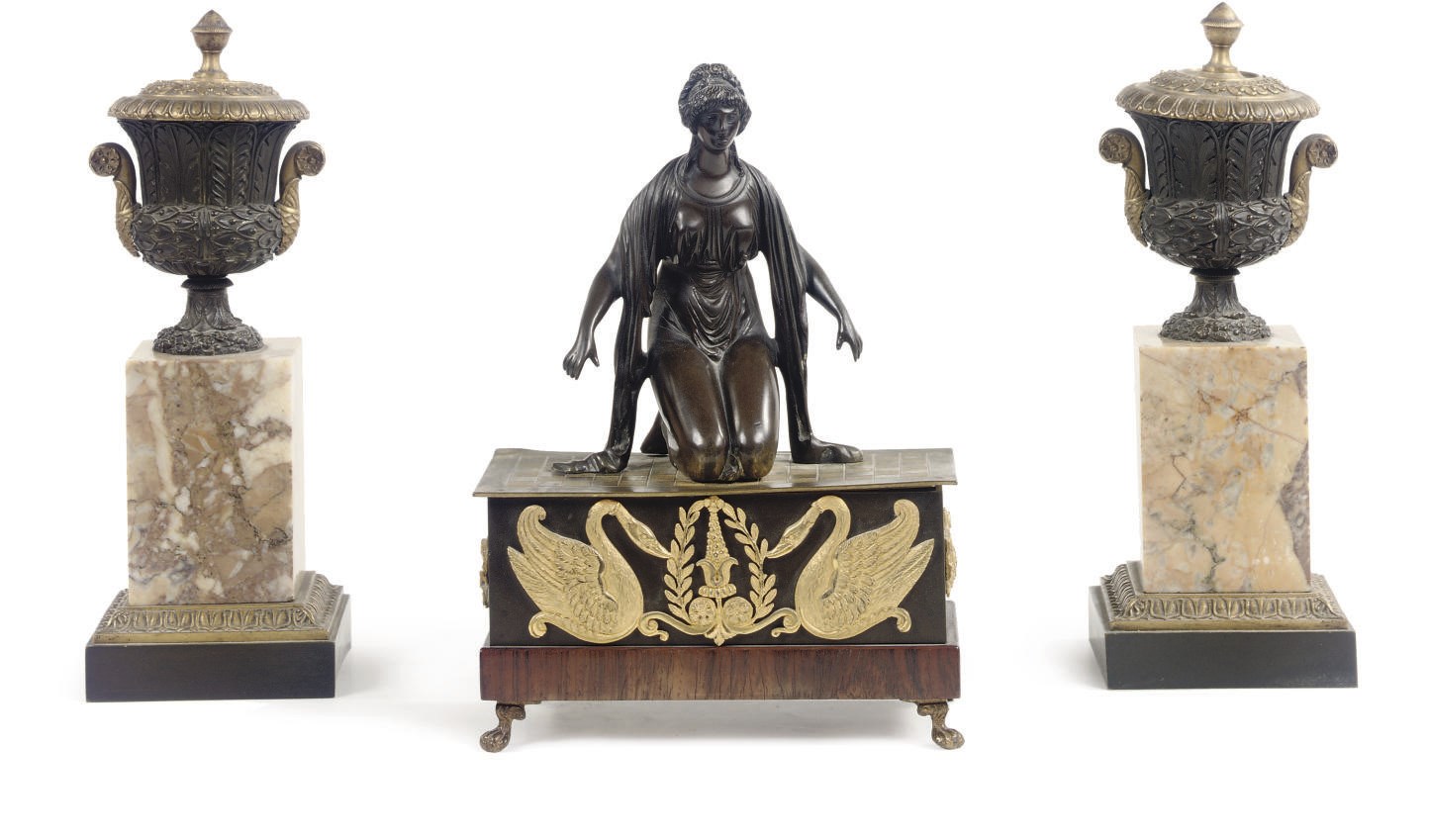 A PAIR OF CHARLES X ORMOLU AND PATINATED BRONZE VASES