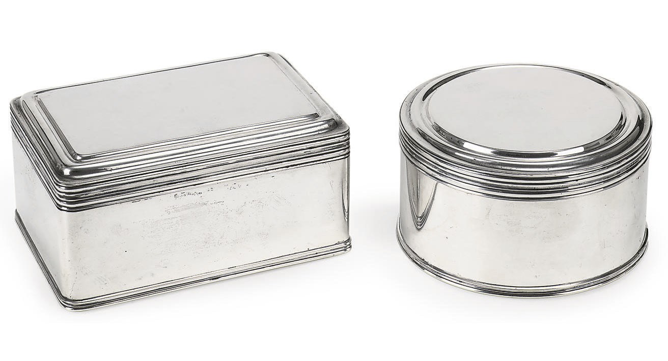 Two Dutch silver biscuit boxes