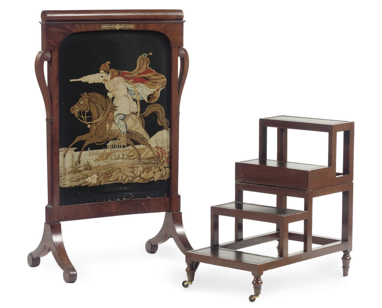 A DUTCH MAHOGANY FIRESCEEN