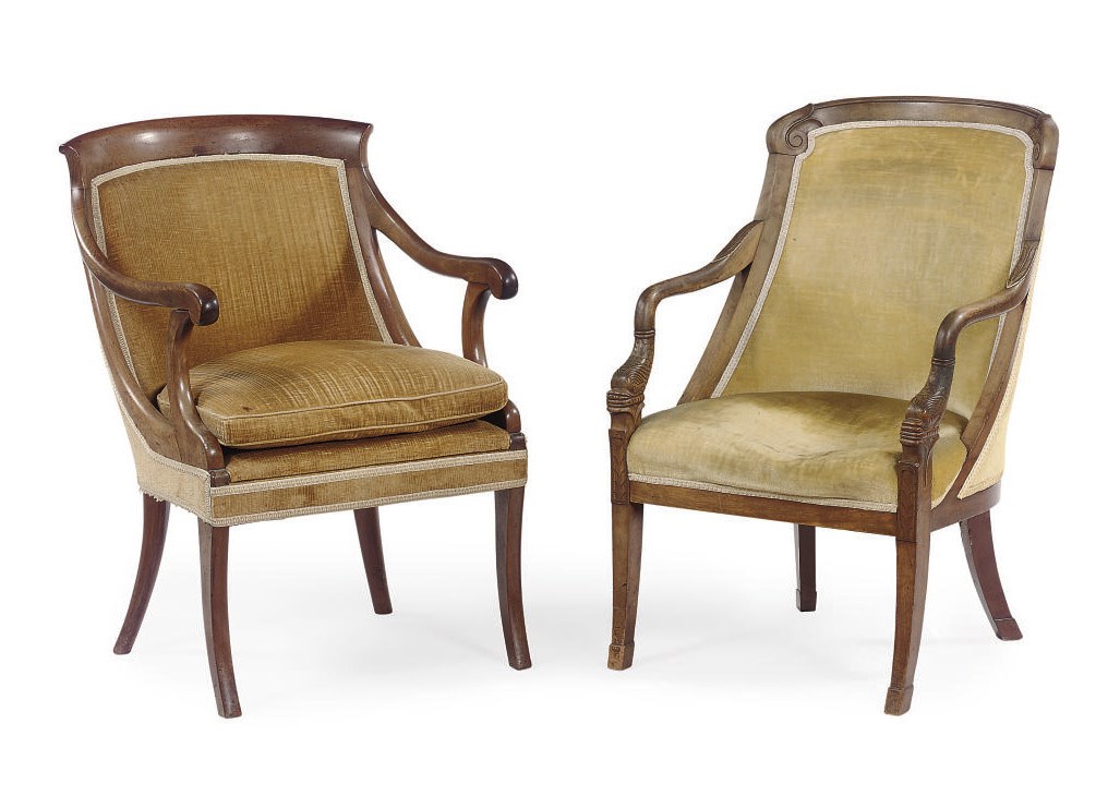TWO DUTCH MAHOGANY CHAISES EN GONDOLE