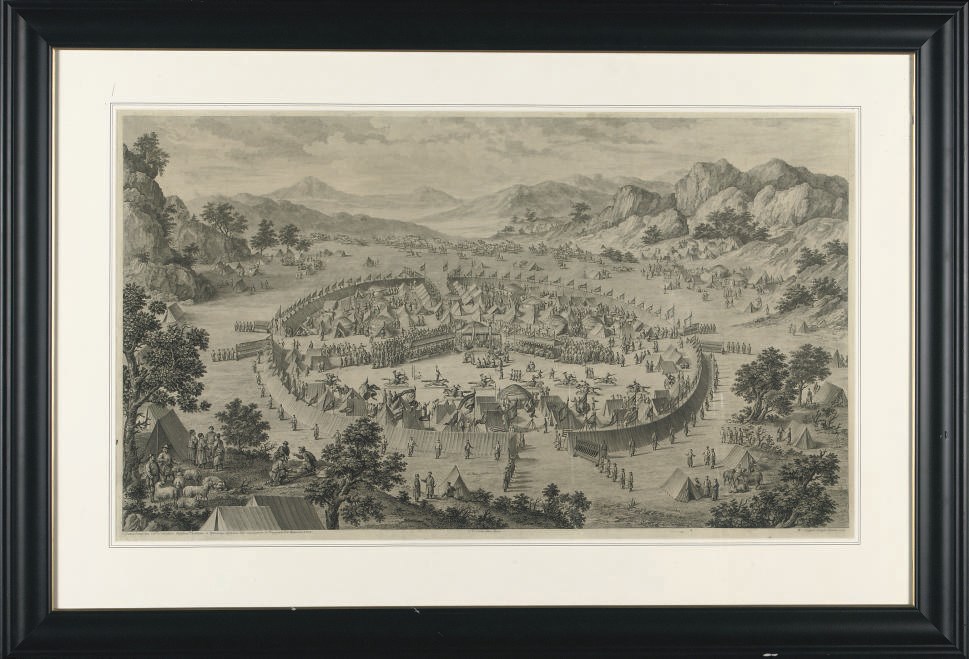 A LOUIS XVI ENGRAVING DEPICTING THE ENCAMPMENT OF THE KHAN