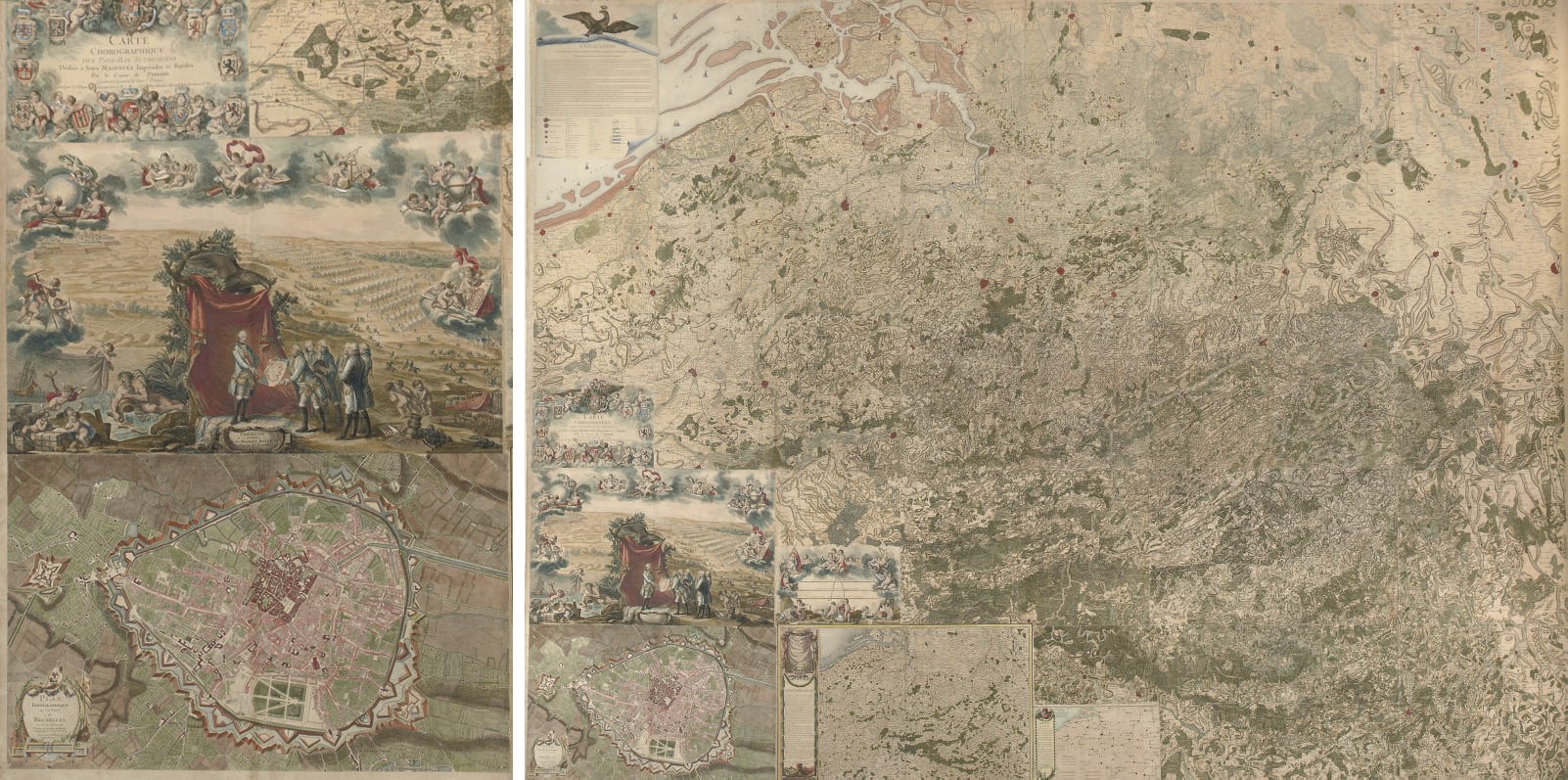 FERRARIS, JOSEPH JEAN, VERY LARGE WALL MAP 'CARTE CHOROGRAPHIQUE DES PAYS-BAS AUTRICHIENS...'