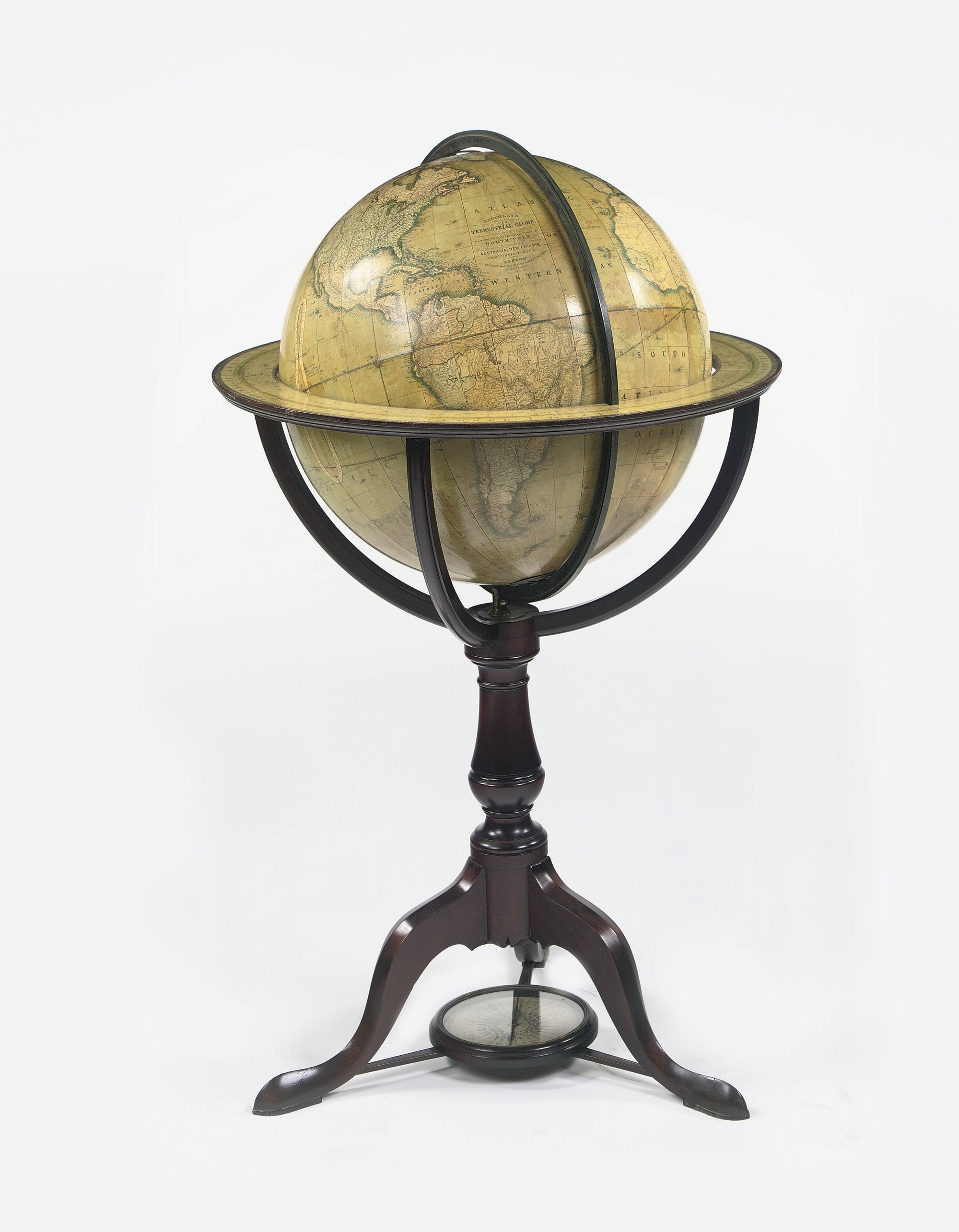A VICTORIAN 21-INCH TERRESTRIAL LIBRARY GLOBE