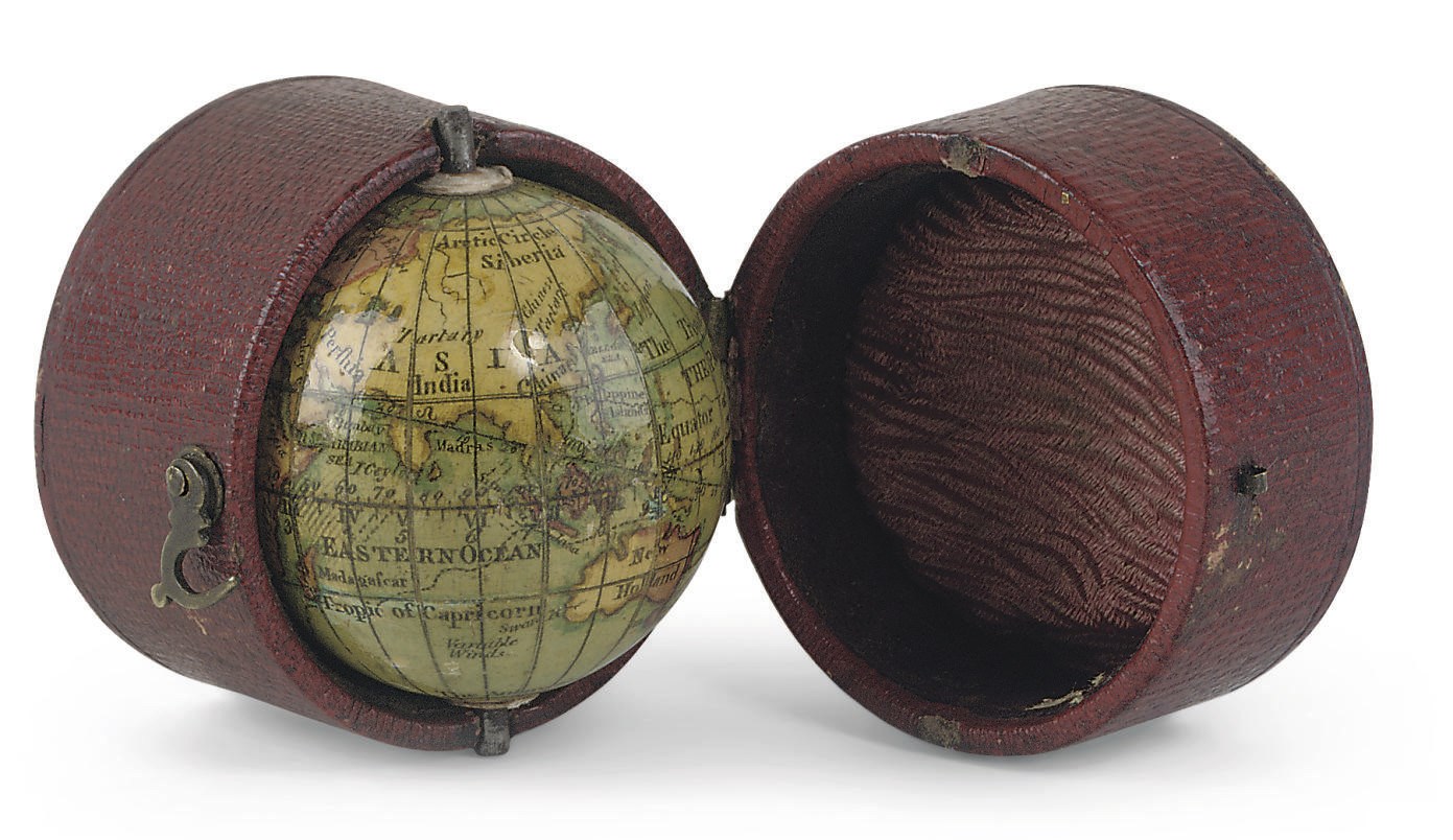 A 1½-INCH MINIATURE TERRESTRIAL GLOBE