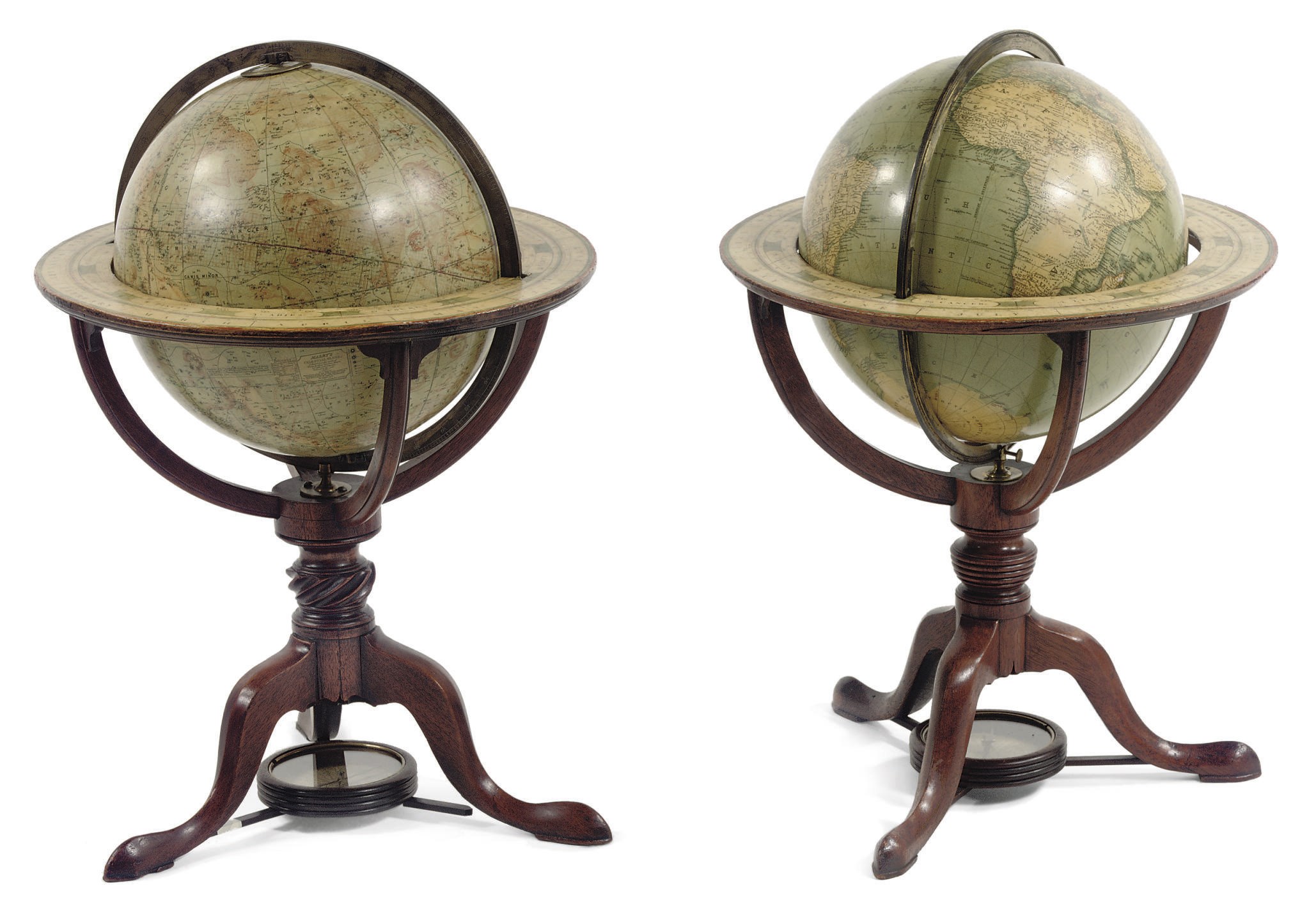 A MATCHED PAIR OF VICTORIAN 12-INCH TABLE GLOBES