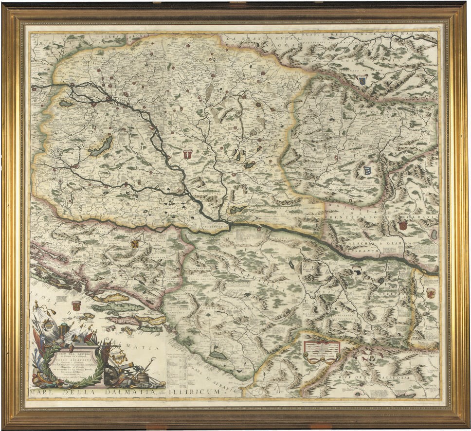 CORONELLI, VINCENZO MARIA, LARGE WALL MAP 'CORSO DEL DANUBIO'