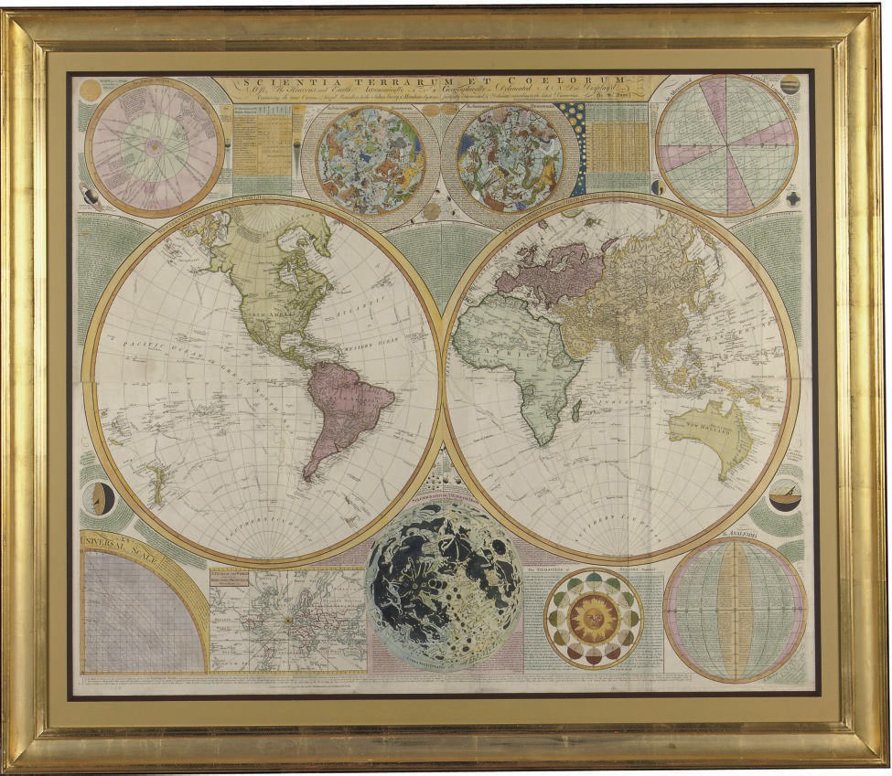DUNN, SAMUAL, A LARGE WALL MAP 'SCIENTIA TERRARUM ET CEOLORUM...'