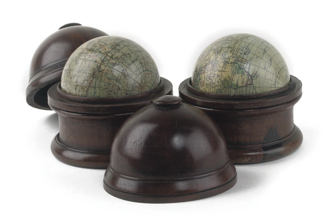 A PAIR OF ENGLISH 3-INCH GLOBES