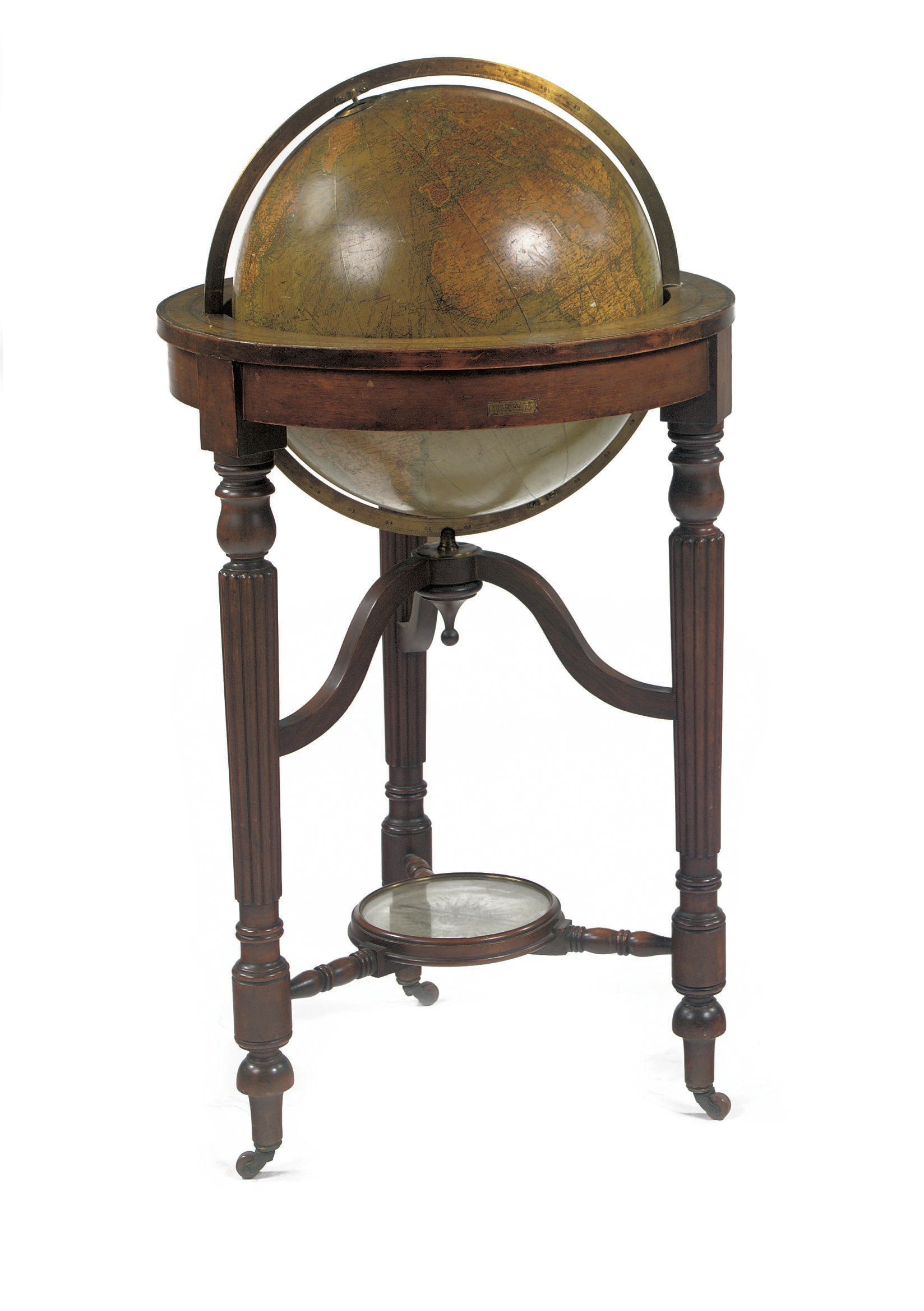 AN EARLY VICTORIAN MAHOGANY 18-INCH TERRESTRIAL GLOBE