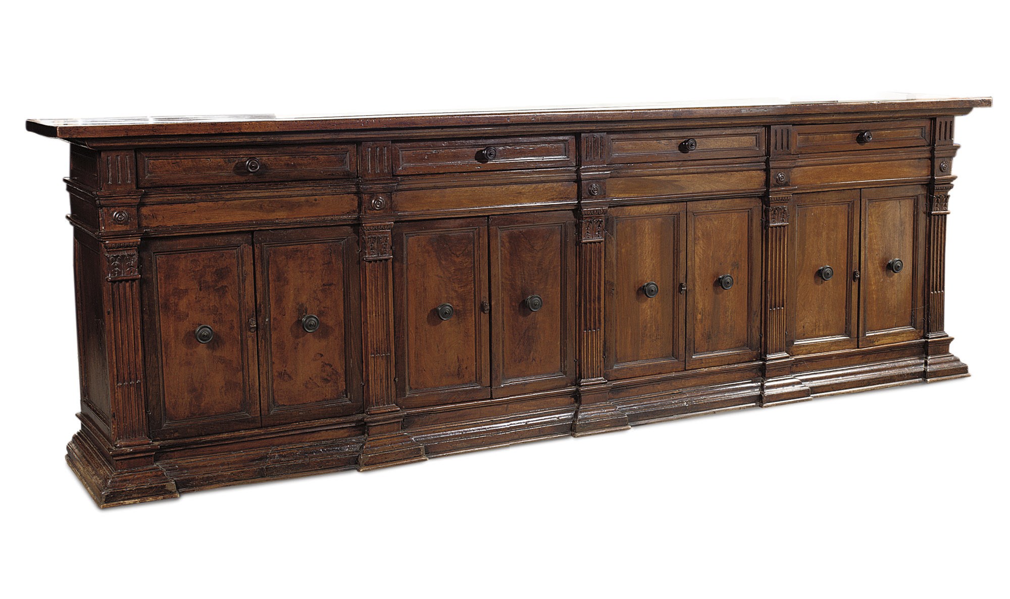 AN ITALIAN WALNUT CREDENZA