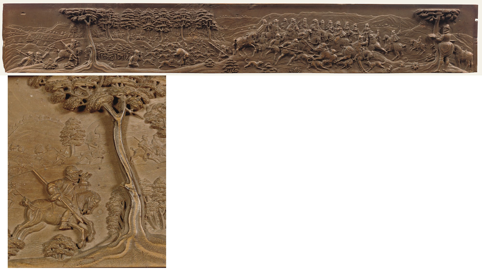 A BOXWOOD RELIEF DEPICTING A BEAR HUNT