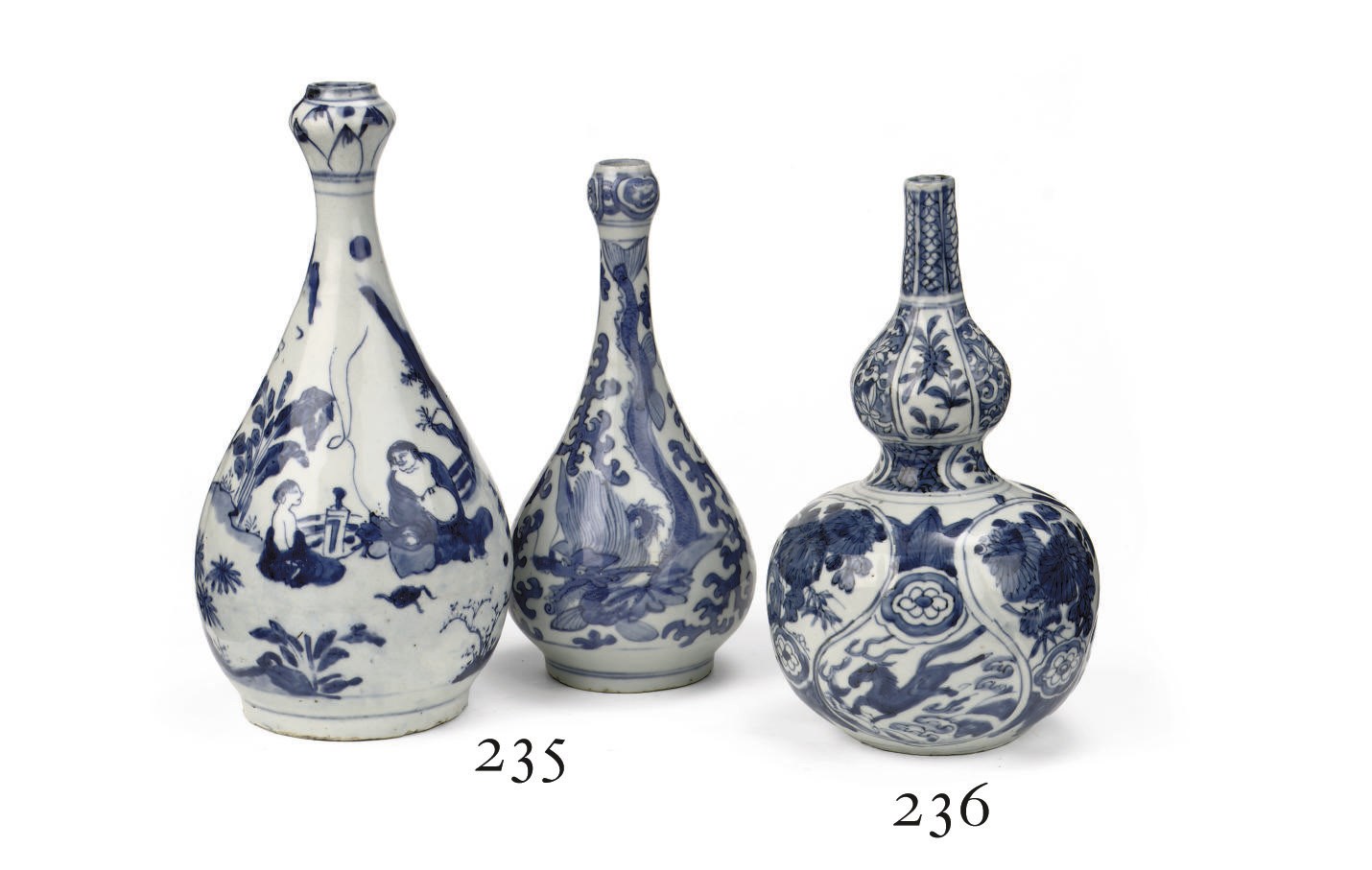 Two Chinese blue and white bottle vases