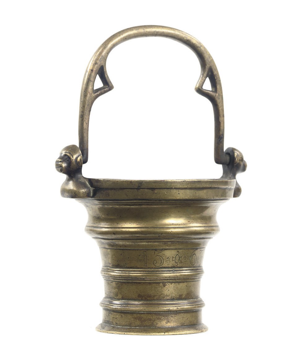 A BRASS HOLY WATER BUCKET