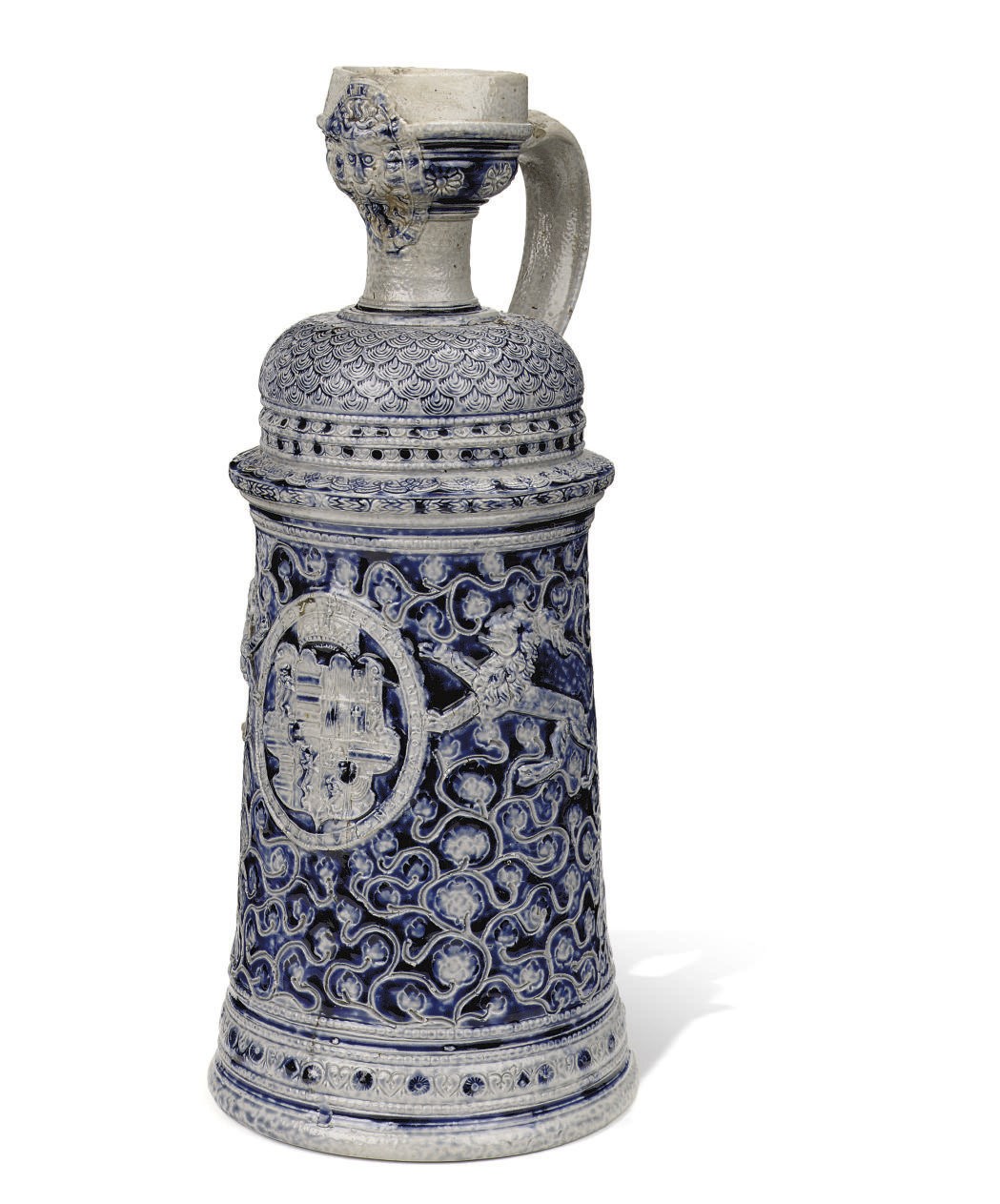 A large Westerwald stoneware armorial jug