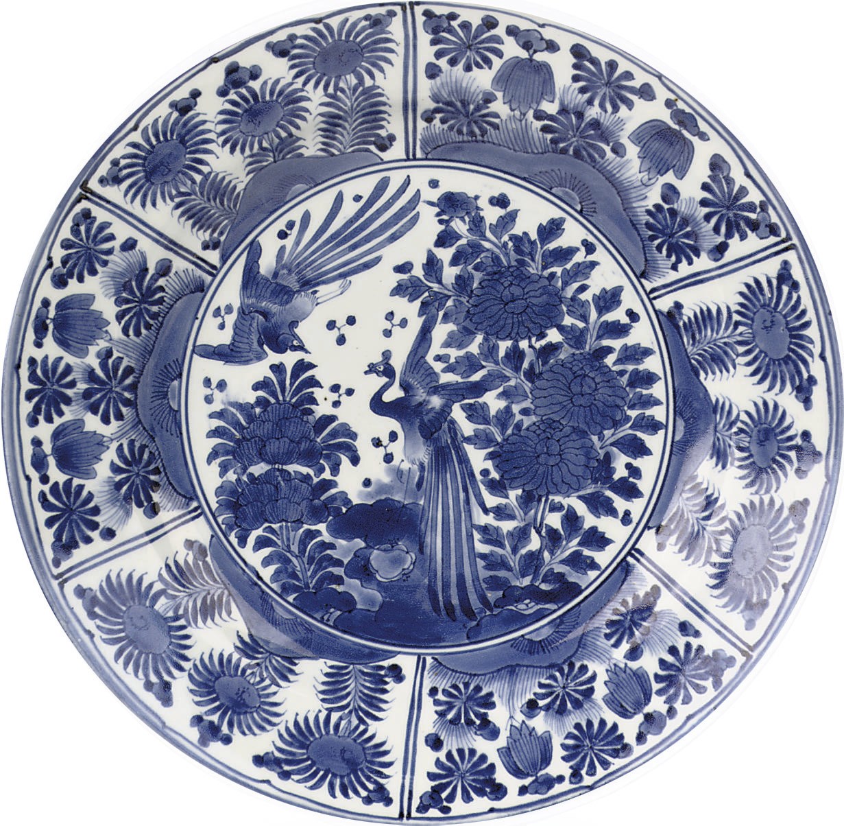 A Japanese Arita blue and white dish