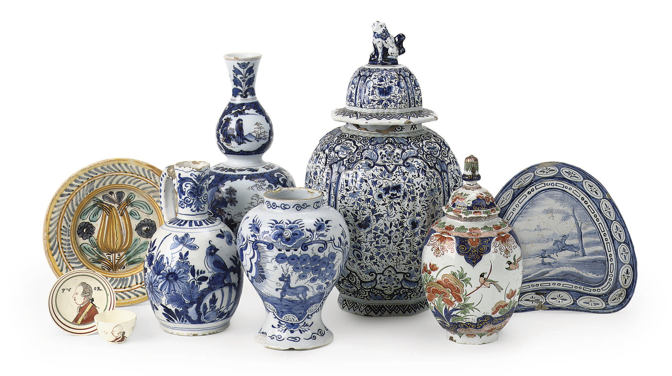 An assorted lot of mainly Delftware