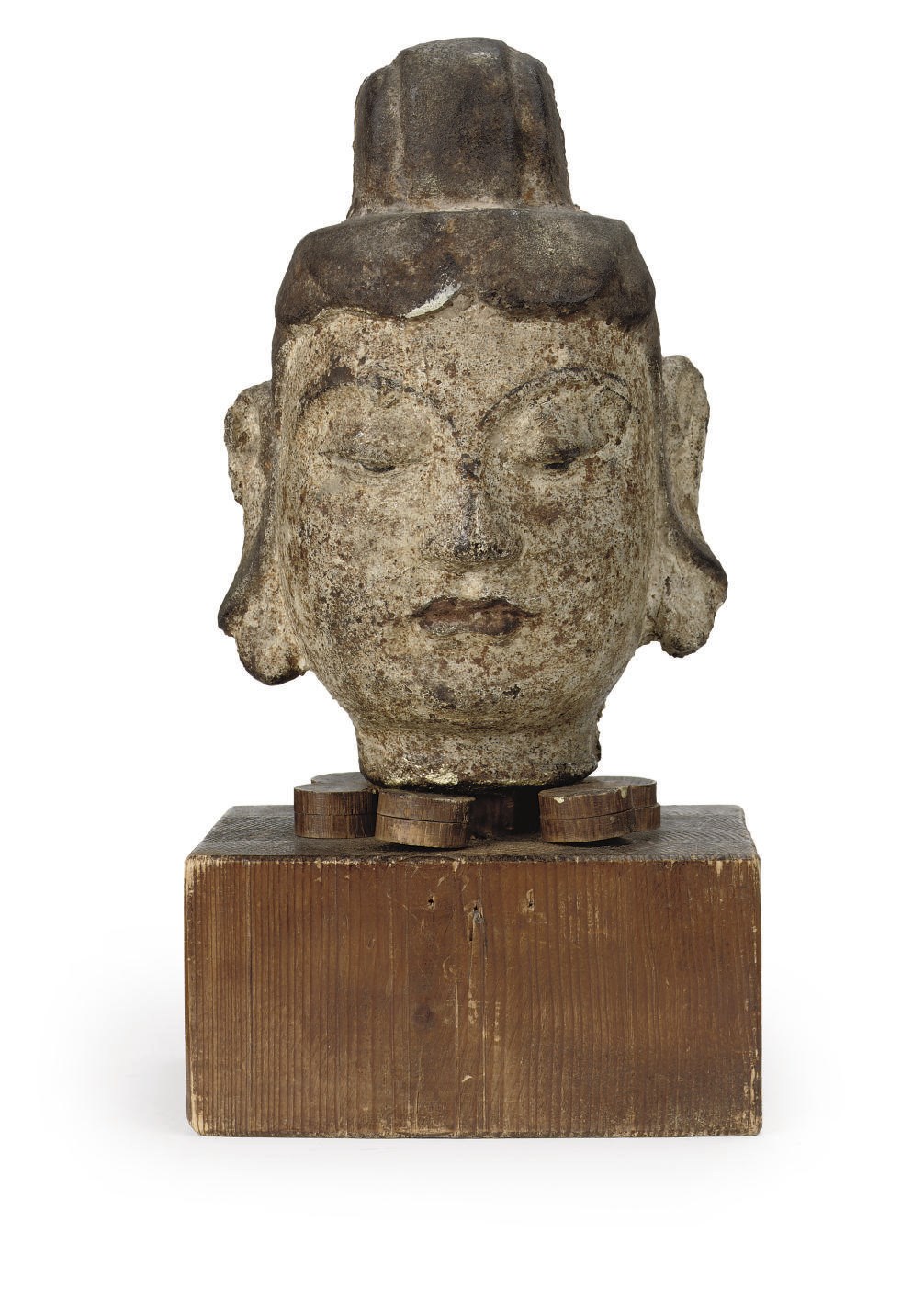 A Chinese iron head of Buddha Sakyamuni