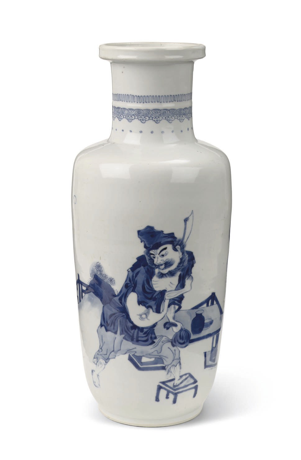 A Chinese blue and white rouleau vase