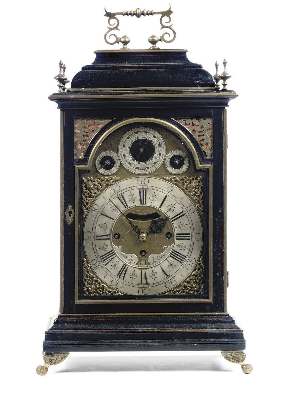 AN ENGLISH EBONIZED QUARTER STRIKING TABLECLOCK WITH REPEAT FOR THE GERMAN MARKET