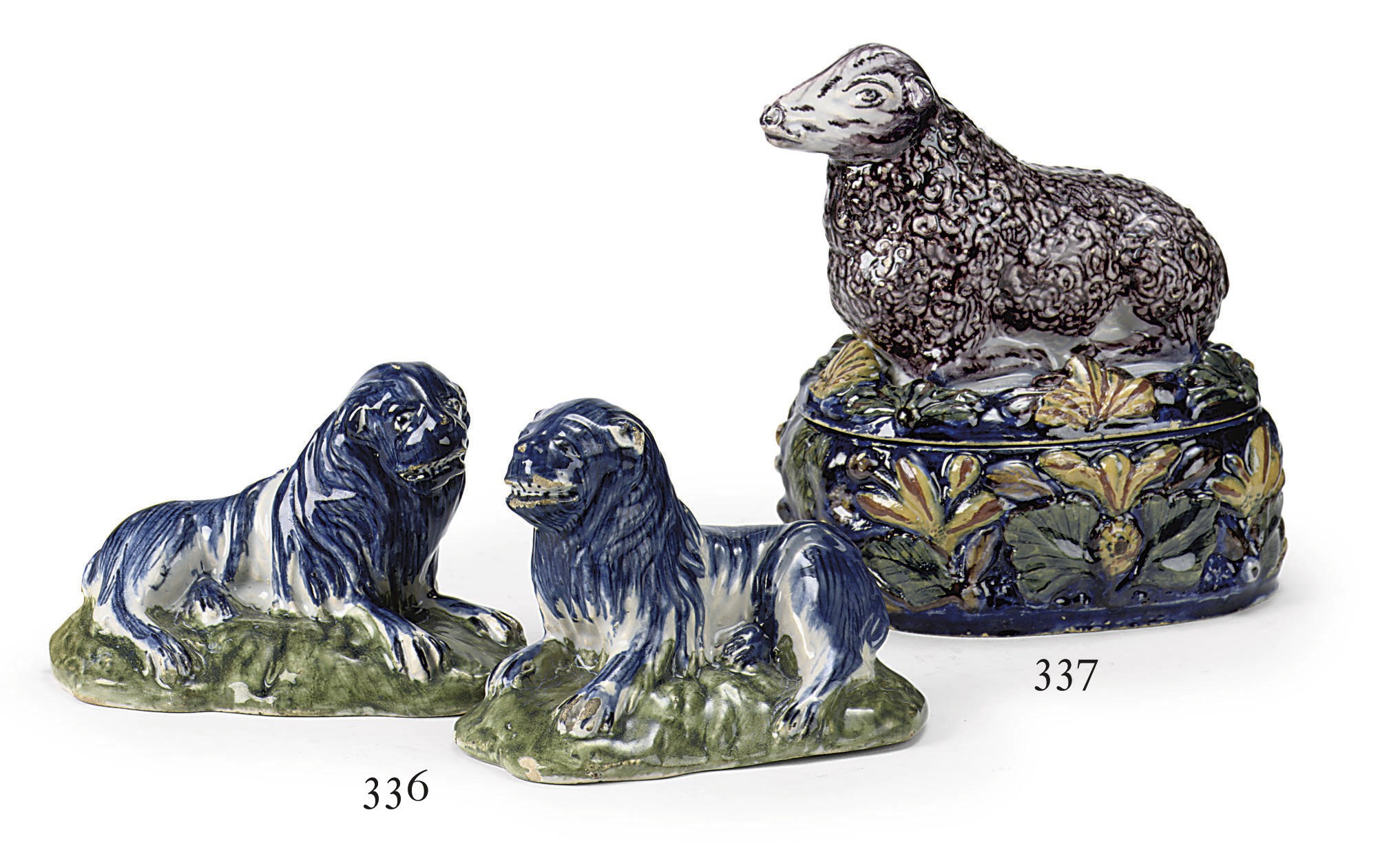 A Dutch Delft polychrome butter tub and cover