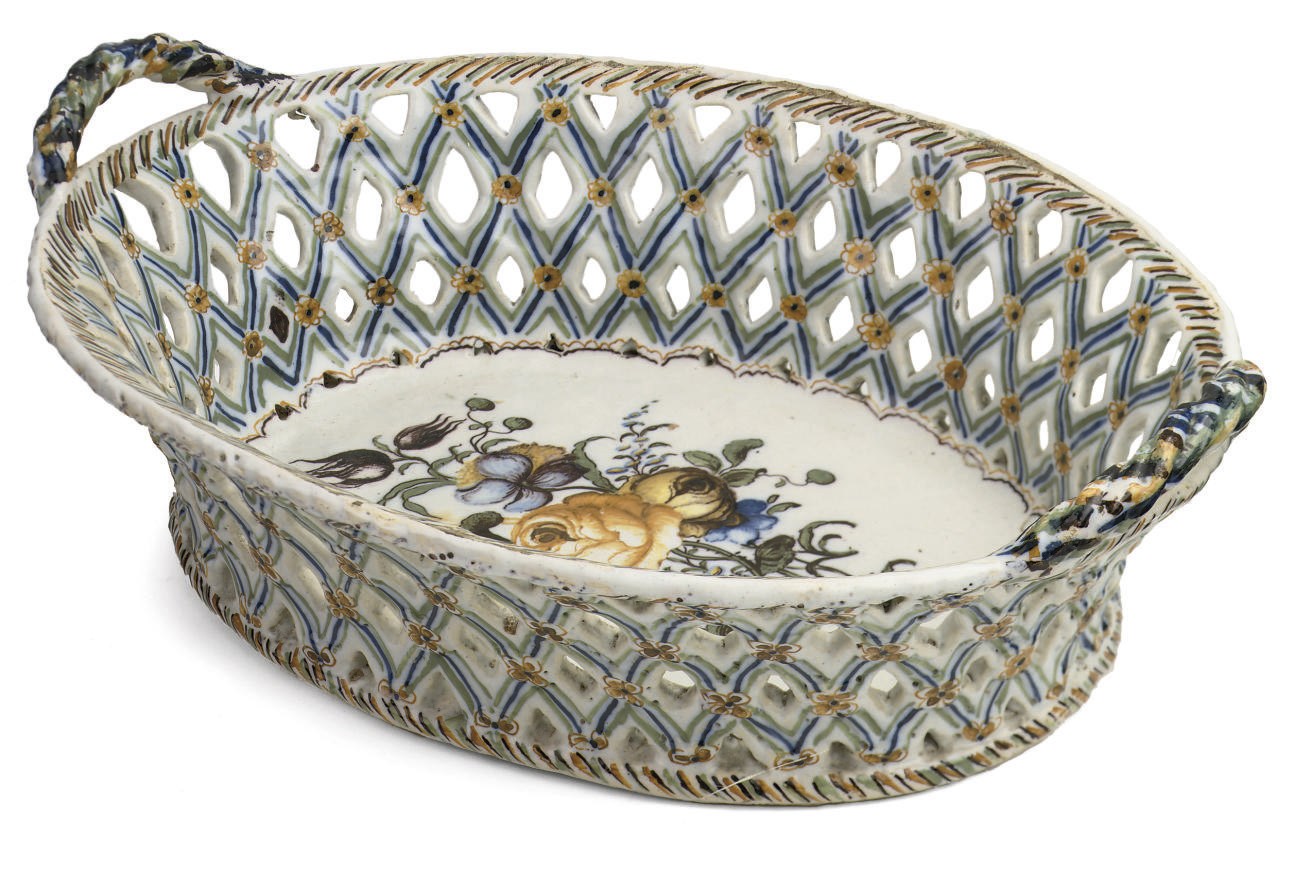 A German faience polychrome basket