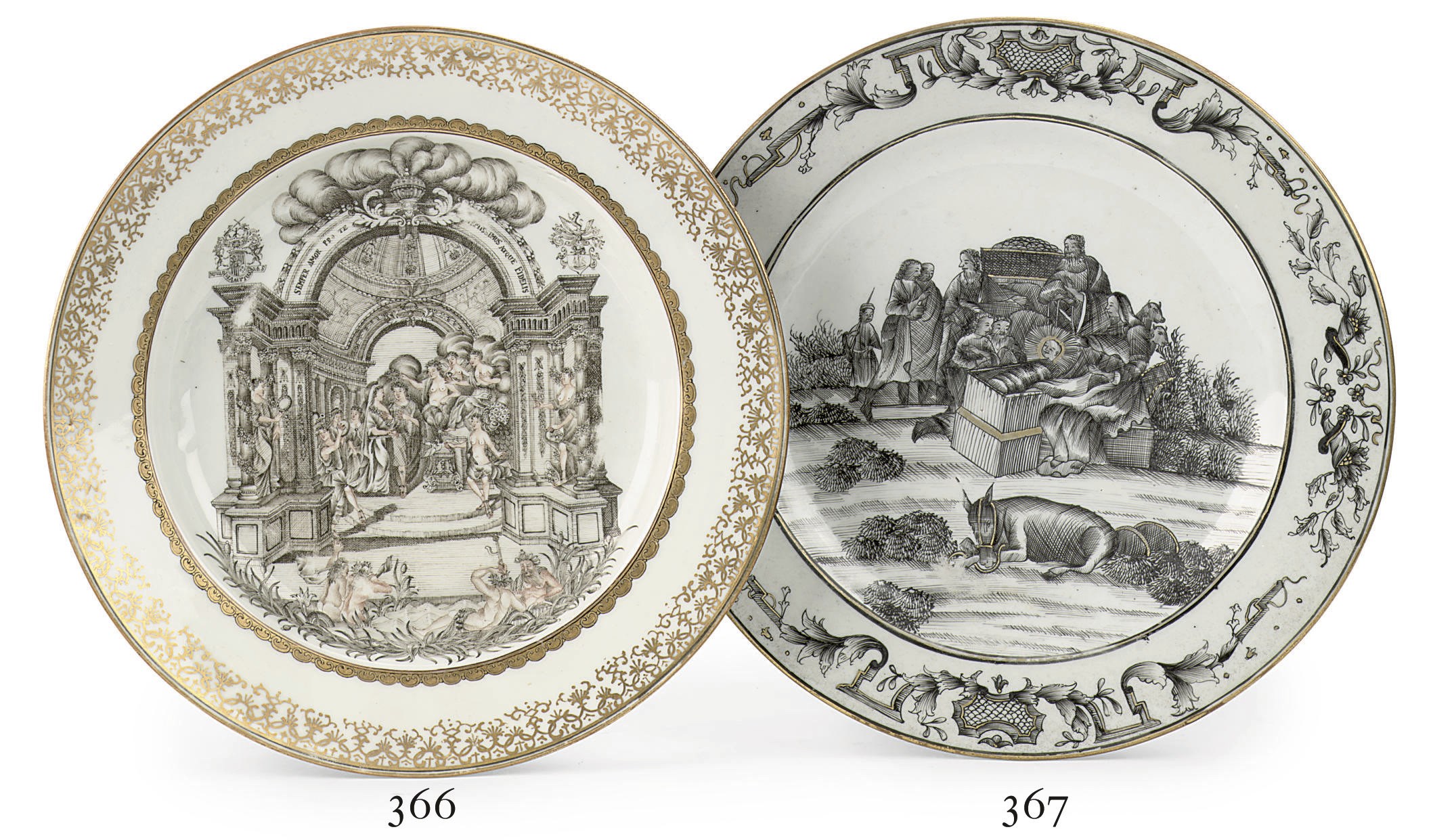 A Chinese Export Encre-de-Chine 'Nativity' plate