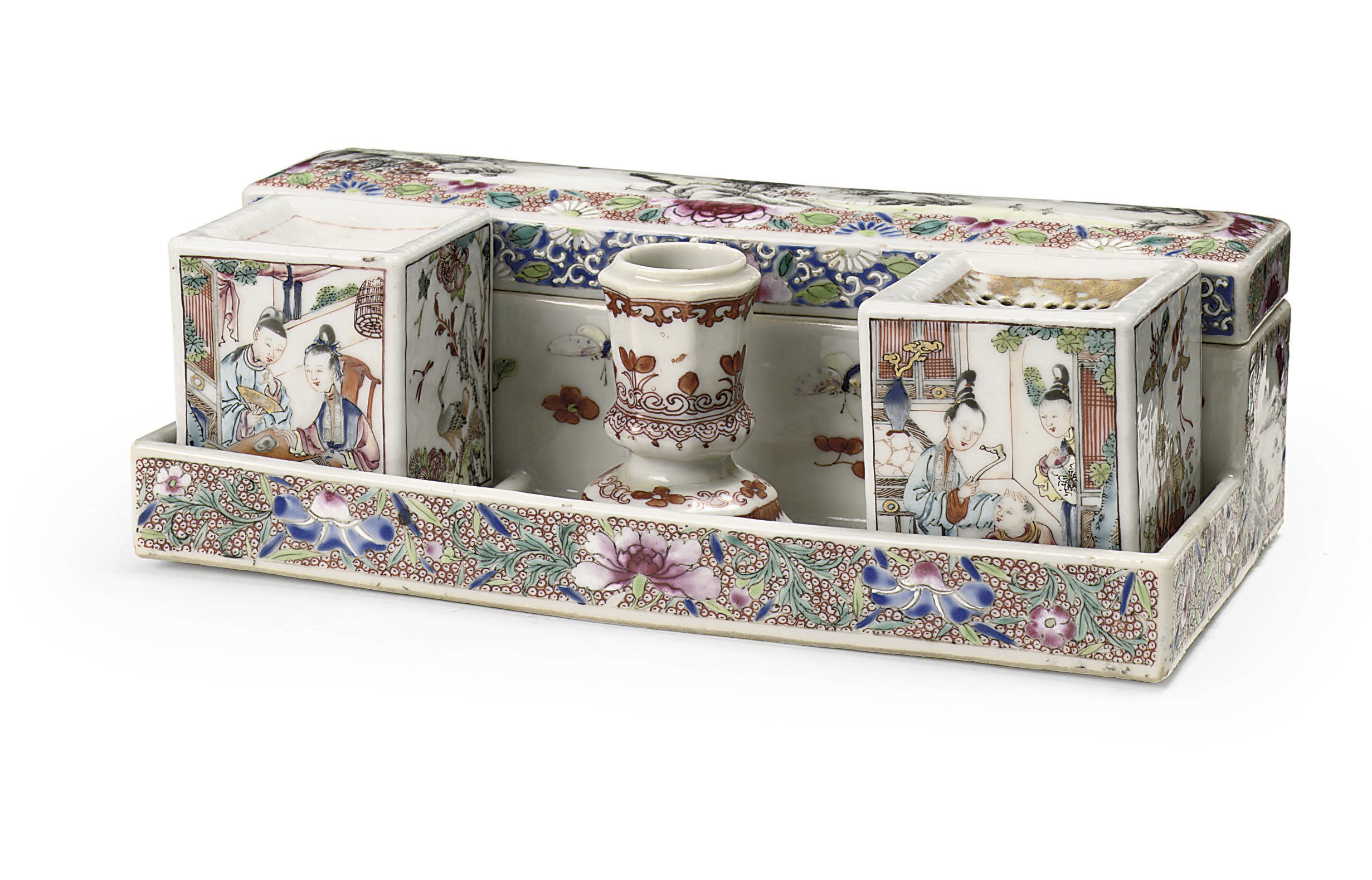A Chinese famille rose desk set for the European market