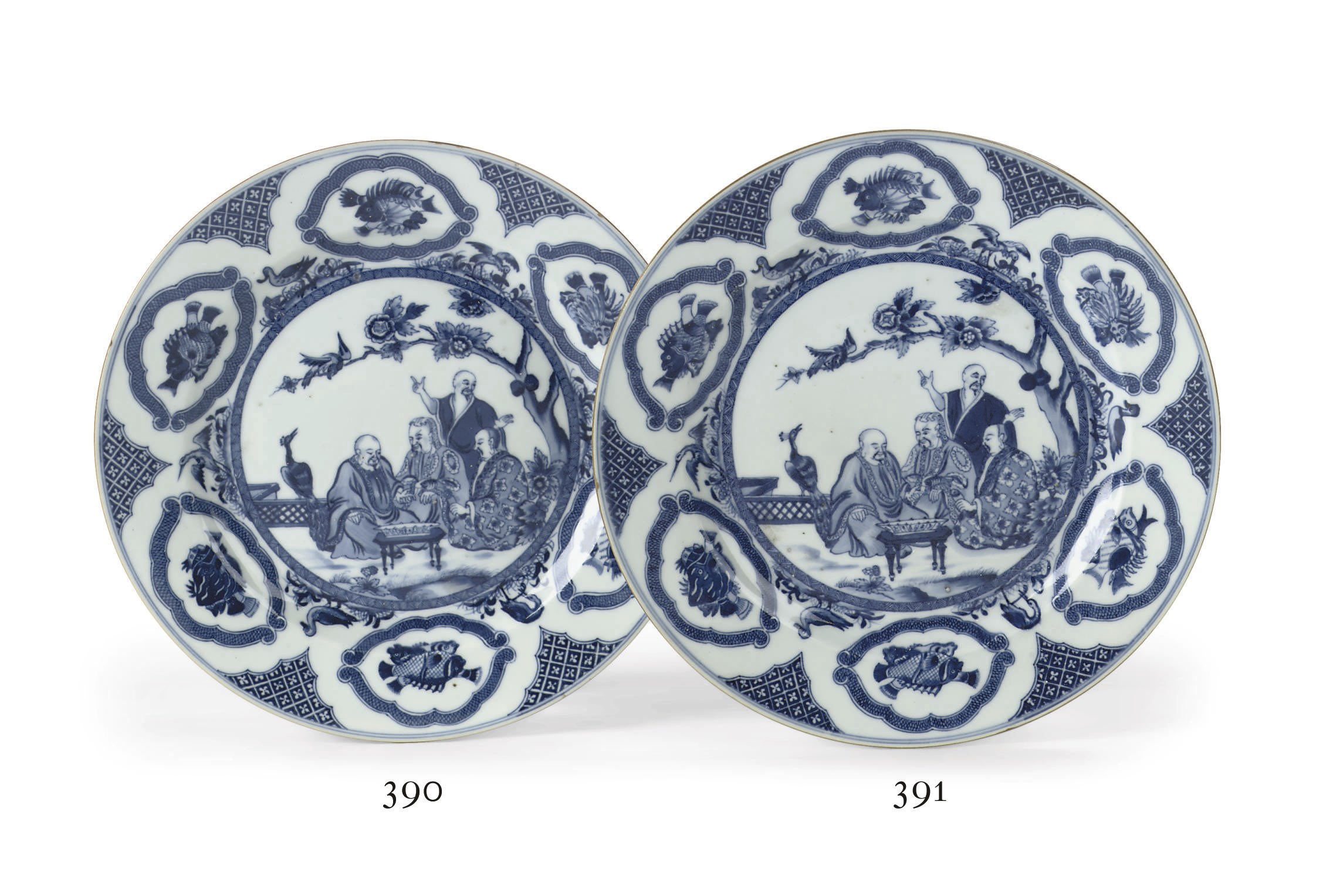 A Chinese blue and white 'Pronk' dish