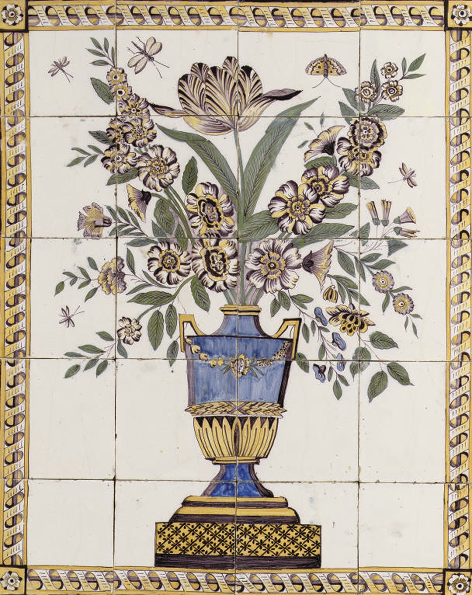 A Dutch flower vase tile picture