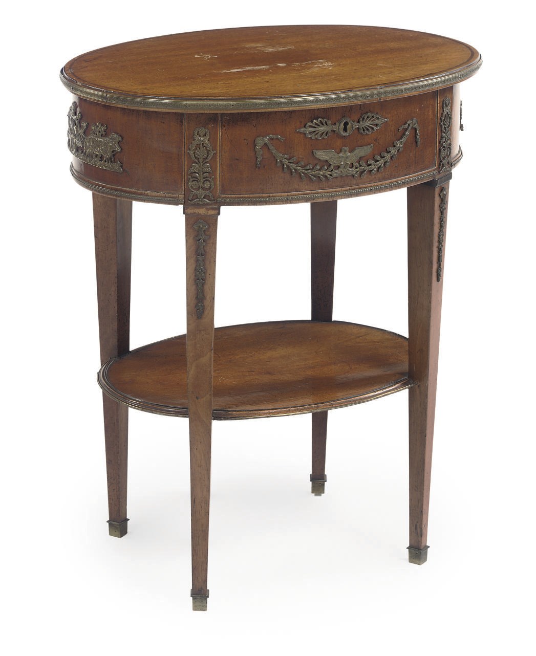 AN EMPIRE ORMOLU-MOUNTED MAHOGANY OCCASIONAL TABLE