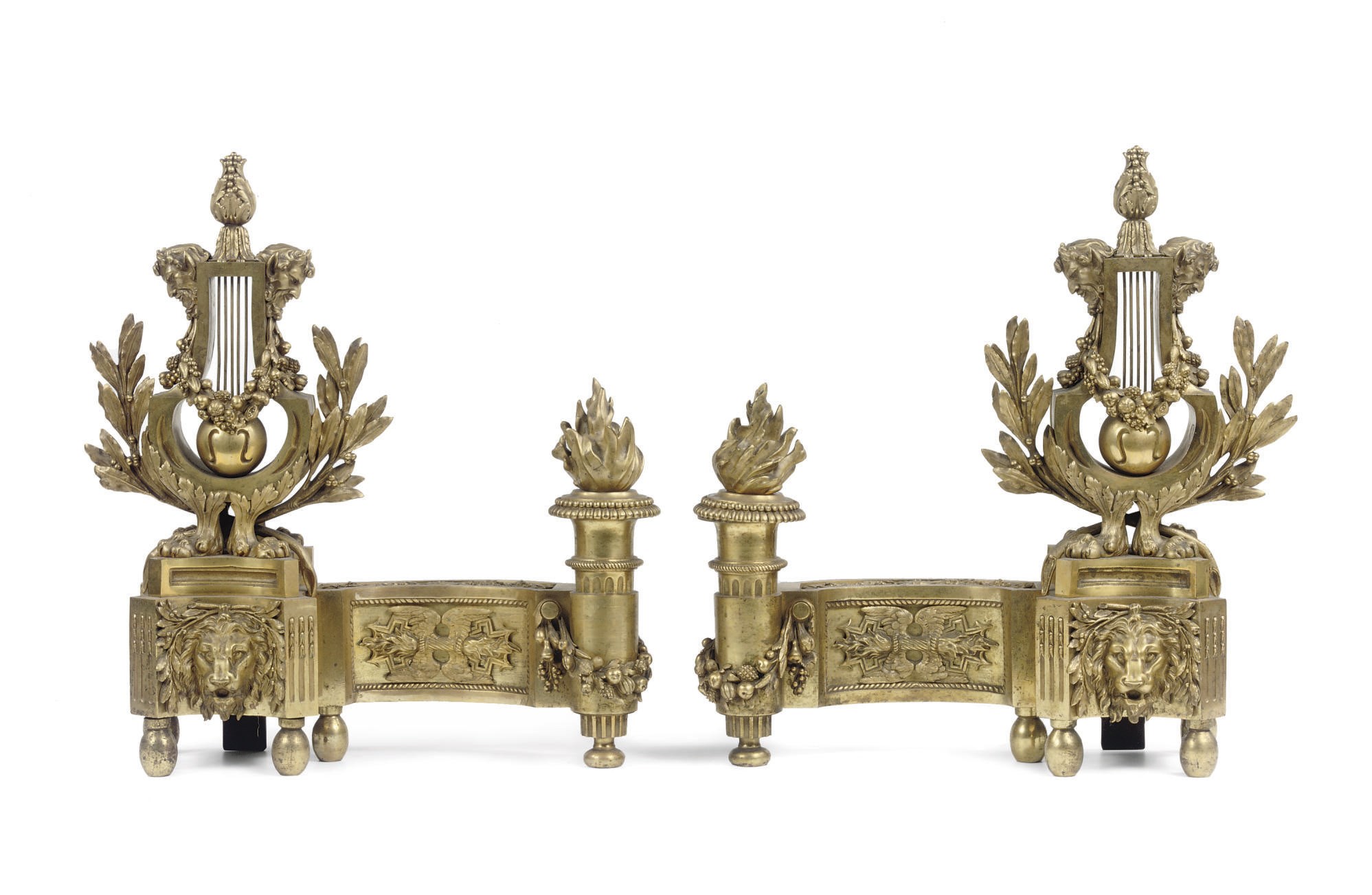 A PAIR OF FRENCH ORMOLU CHENETS