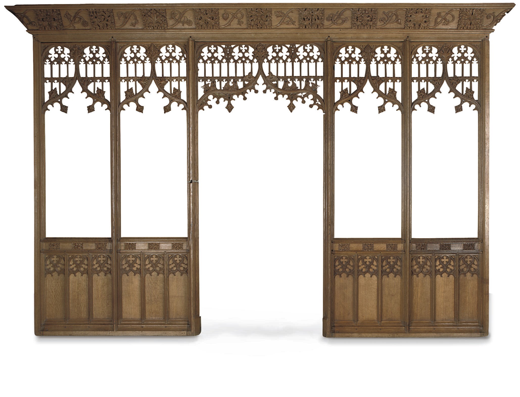 A FLEMISH GOTHIC REVIVAL OAK BOISERIE