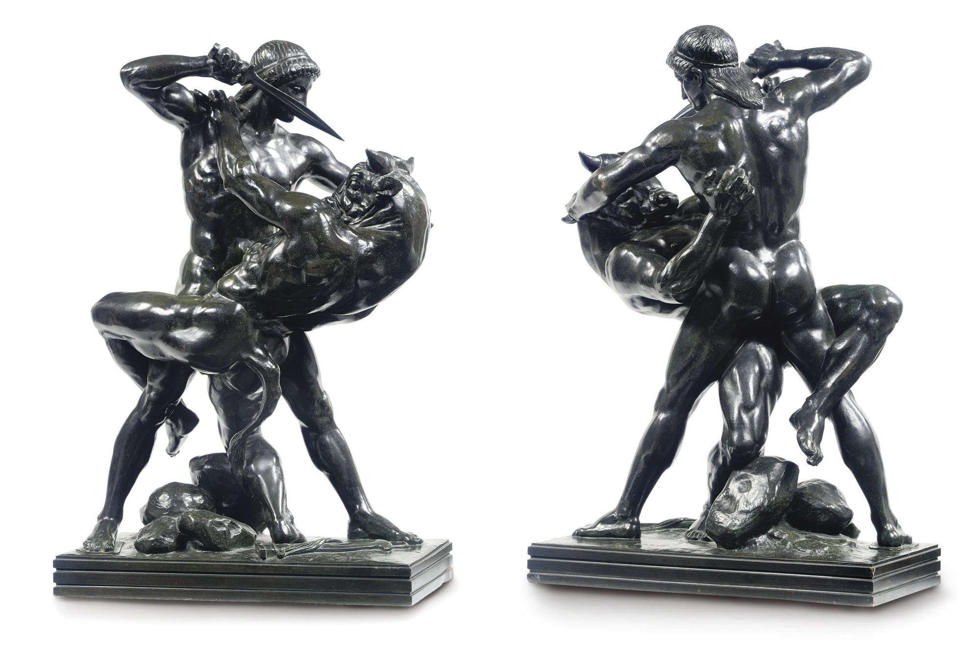 A FRENCH BRONZE GROUP ENTITLED 'THESEE COMBATTANT LE MINOTAURE, SECONDE VERSION'