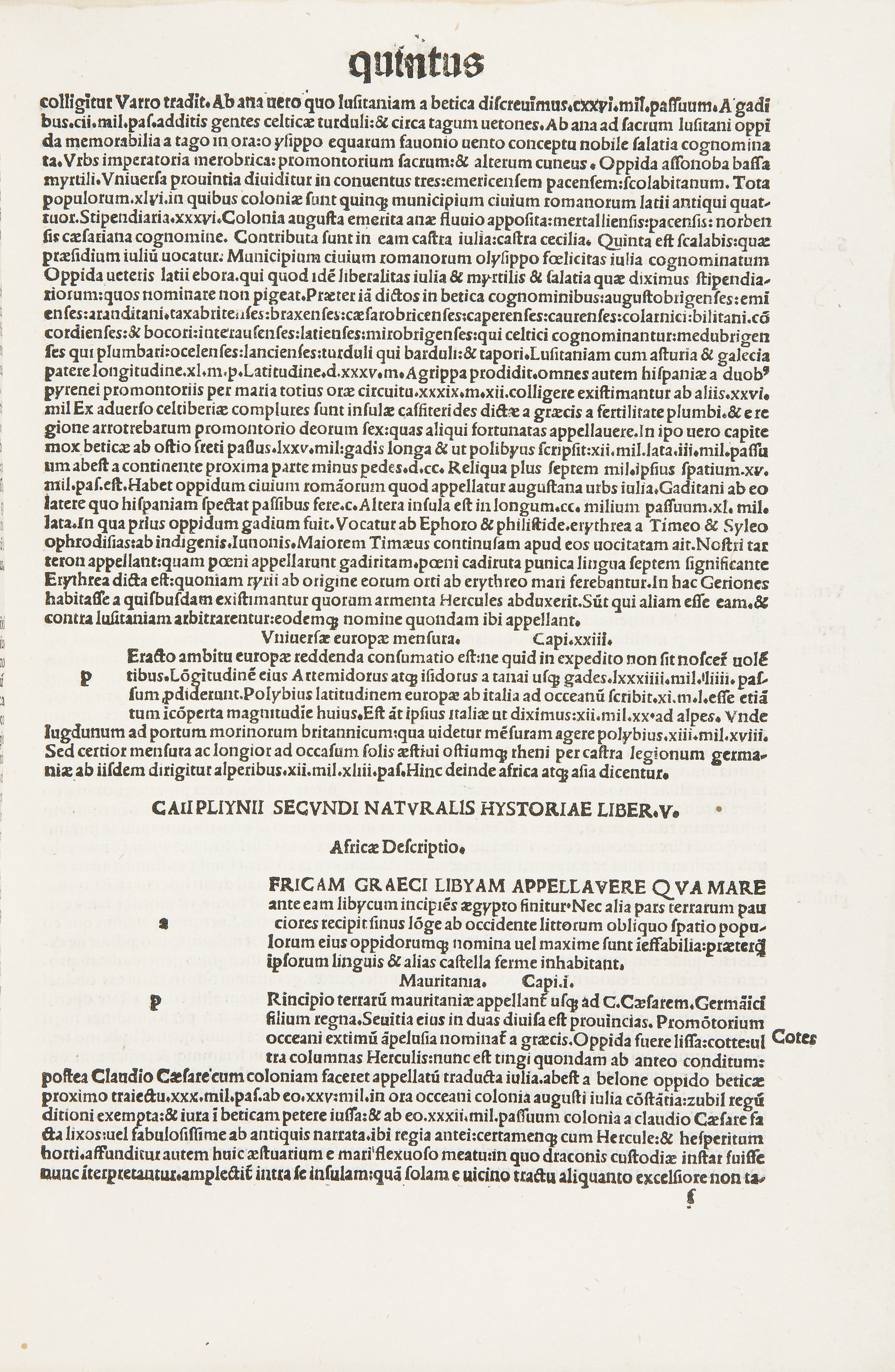 [INCUNABLE] -- PLINE L'ANCIEN, Caius Plinius Secundus (23-79). Historia naturalis. Édition corrigée par Hermolaus Barbarus, révisée par Johann Baptist Palmarius. Venise: Joannes Alvisius, 18 may 1499.