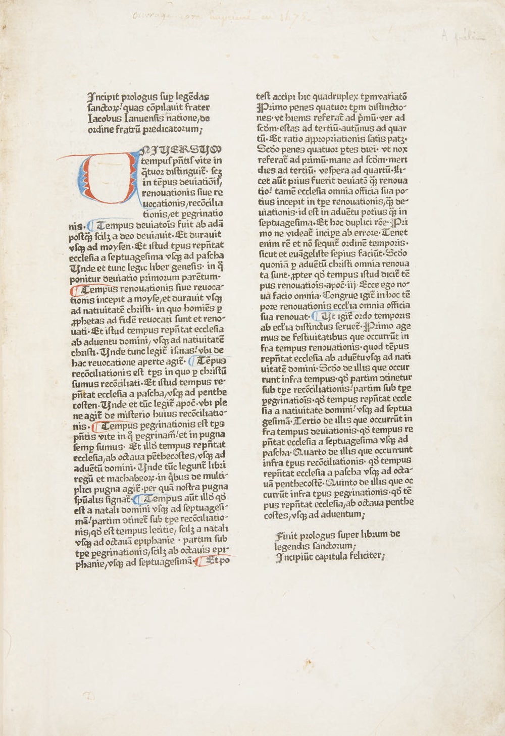 [INCUNABLE] -- VORAGINE, Jacques de. Legenda aurea. Paris: Ulrich Gering, Martin Crantz, et Michael Friburger, 1er septembre 1475.