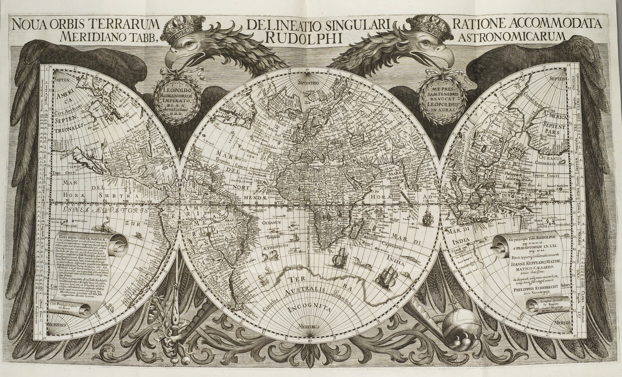 KEPLER, Johannes (1571-1630). Tabulae Rudolphinae, quibus Astronomicae Scientiae, Temporum longuinquitate collapsae Restauratio continentur. Ulm: Jonas Saur, 1627.