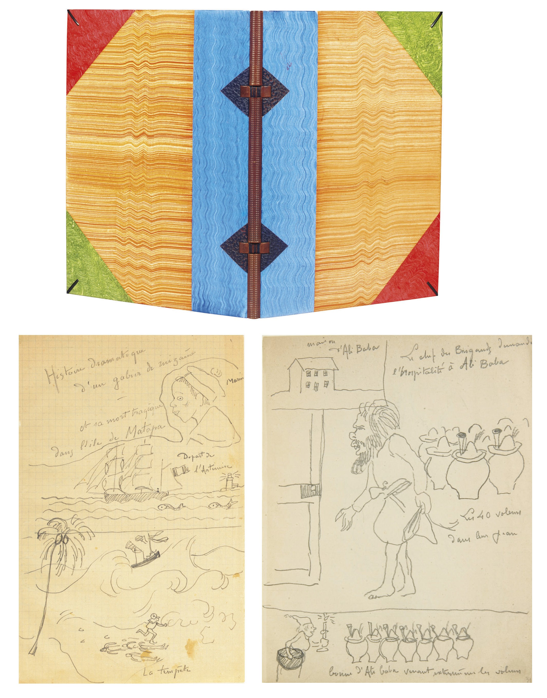 GAUGUIN, Paul (1848-1903). Album de dessins originaux : " Çuite d'Istoyres  illustré  par  Gauguin  et  de Laval  et  Mr Jacques  et  Jourdan ".  [Pont-Aven ou Le Pouldu: vers 1889-1890].
