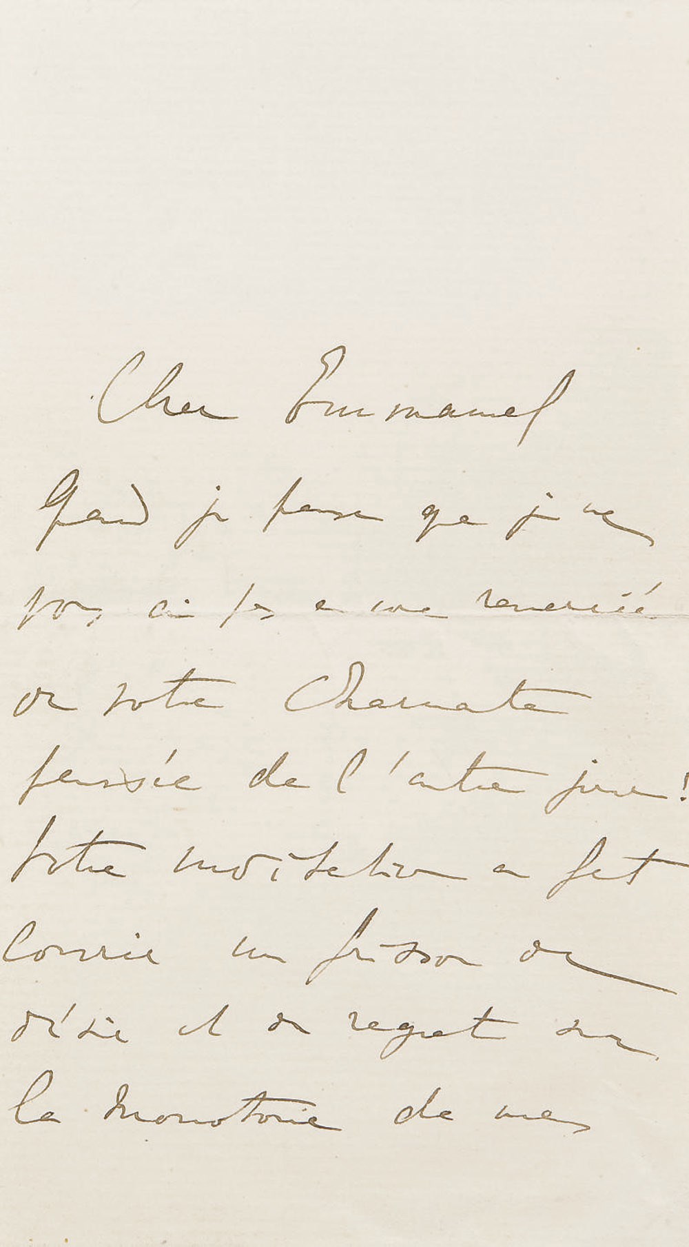 PROUST, Marcel (1871-1922). Lettre autographe signée à Emmanuel Bibesco. Sans date [vers juillet 1906].