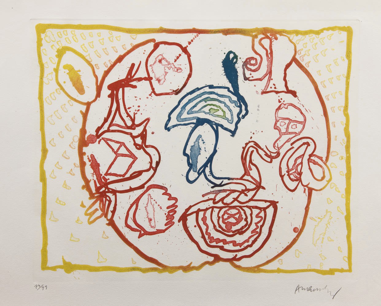[ALECHINSKY] -- MANSOUR, Joyce (1952-1986). Astres et désastres. poème en français et anglais. Paris: Arte, et Londres: London Arts Gallery, 1969.
