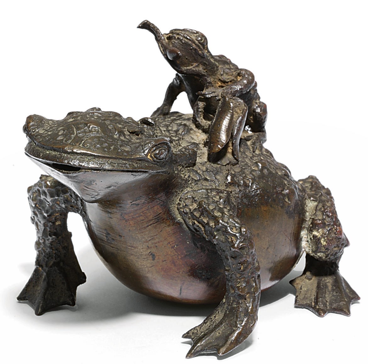 A BRONZE MODEL OF TWO TOADS