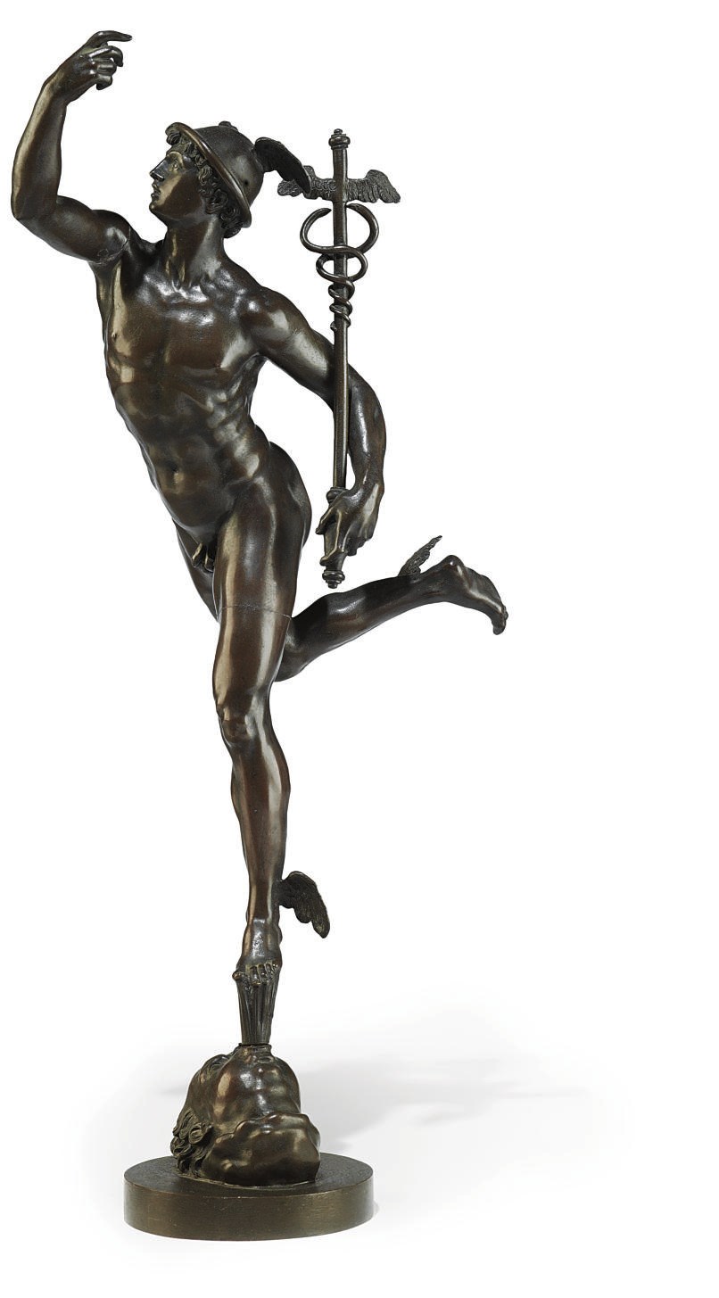 A BRONZE MODEL OF MERCURY IN FLIGHT