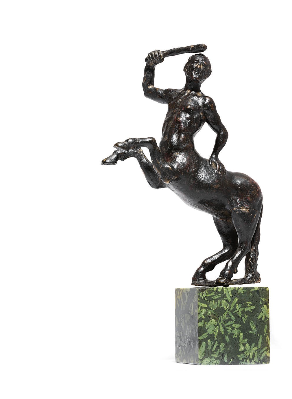 A BRONZE FIGURE OF A REARING CENTAUR