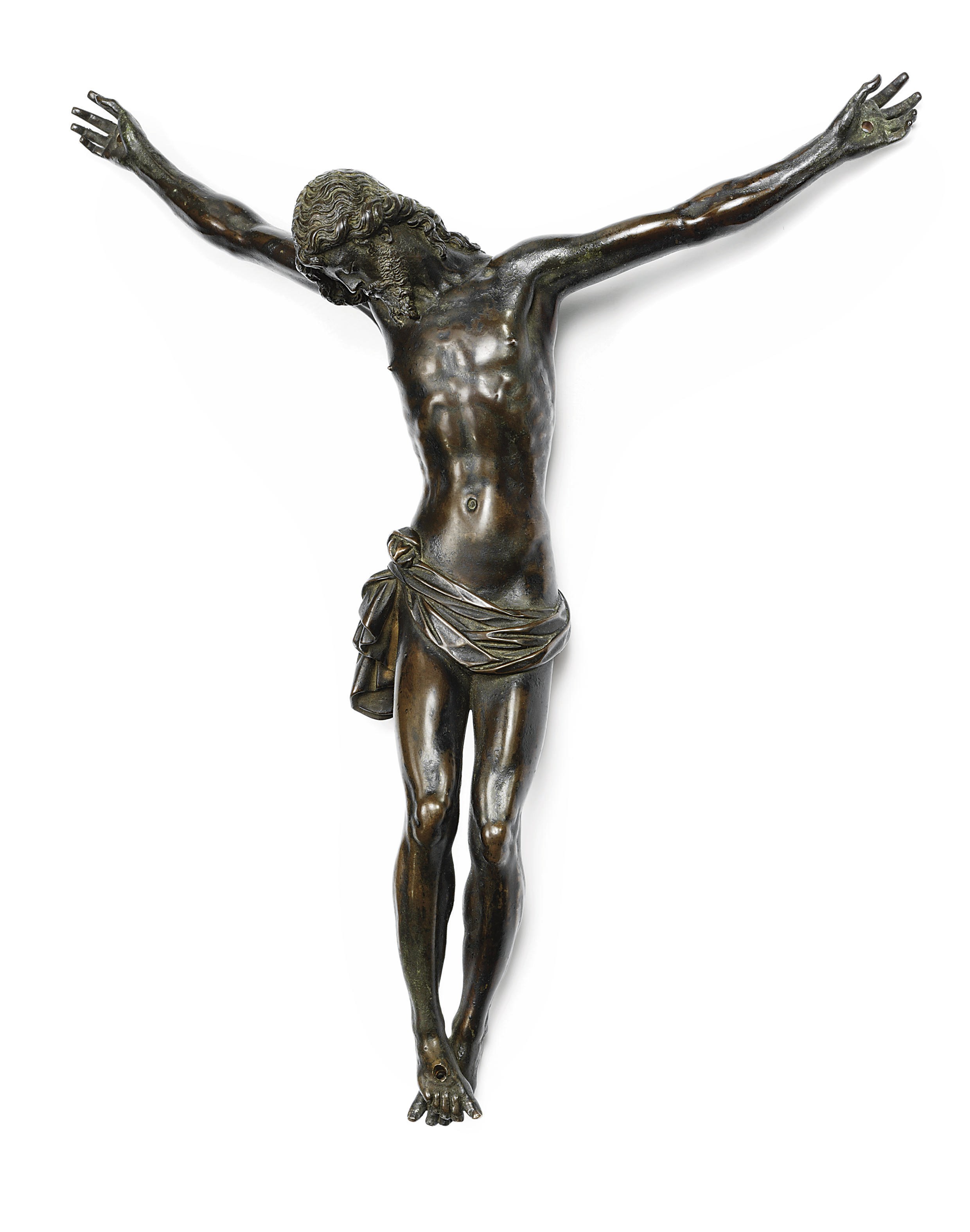 A BRONZE FIGURE OF THE CRUCIFIED CHRIST